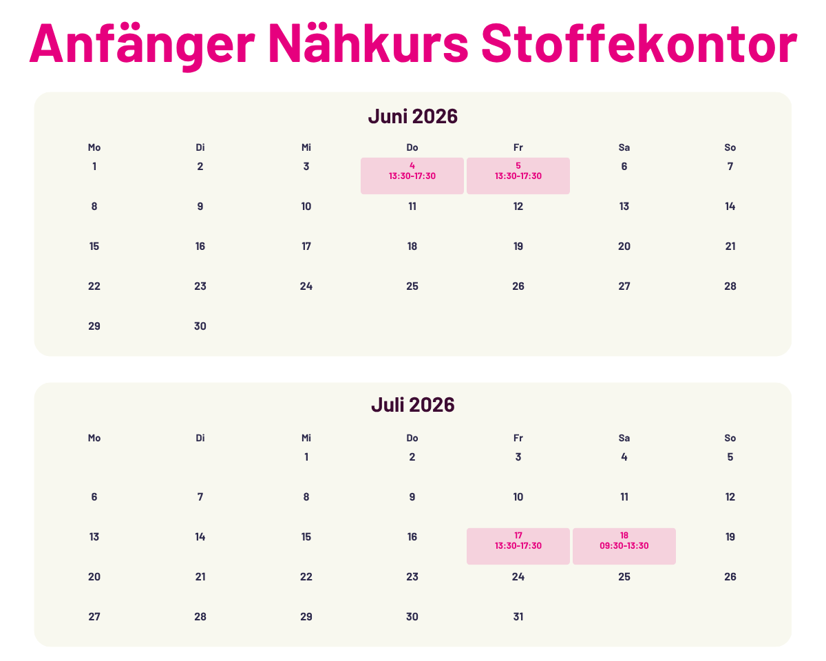 Nähkurs für Anfänger-Nähkurs Leipzig-Termine Nähkurs