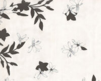 Zarter englischer Chiffonstoff MYANNE, Blütenzweige, gebrochenes weiß-anthrazit