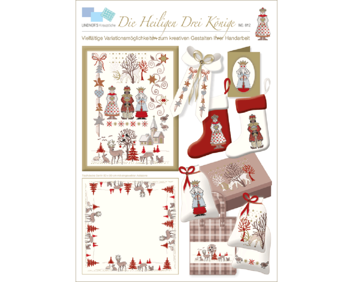 Stickvorlage: Die Heiligen Drei Könige, Rot, Lindners Kreuzstiche