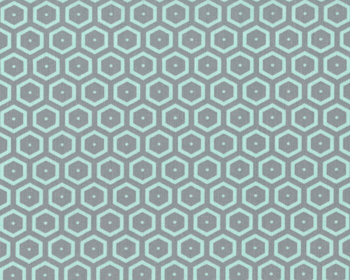 Baumwoll-Dekostoff BEES, Hexagons, mintgrün