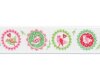 Bedrucktes Köperband VOGELKREISE, 2,5 cm breit, weiß-rosa-hellgrün