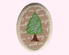 Applikation Ökolabel, Oval mit Baum, beige-grün
