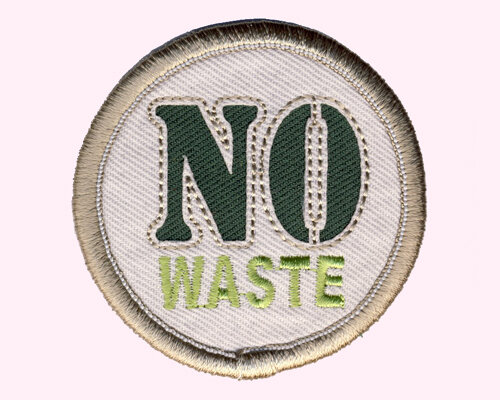 Applikation Kreis "No Waste", beige-grün