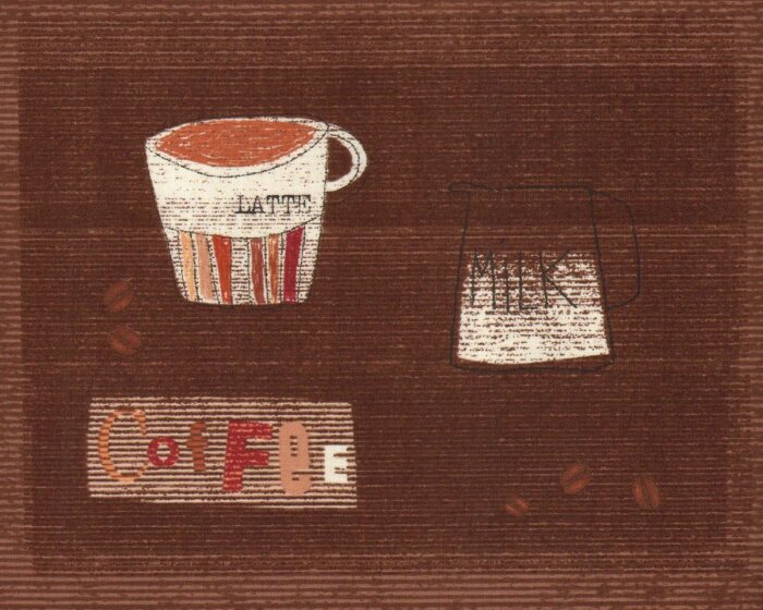 60-cm-Rapport Baumwollstoff, Dekostoff COFFEE TIME, Kaffeespezialitäten, braun-cremé
