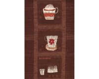 60-cm-Rapport Baumwollstoff, Dekostoff COFFEE TIME, Kaffeespezialitäten, braun-cremé