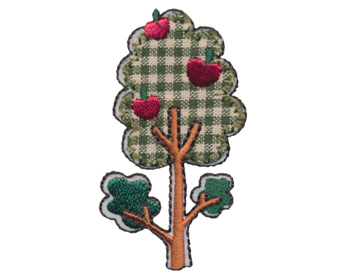 Applikation CHERRY TREE, Kirschbaum, dunkelgrün-braun-rot