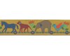 Webband ANIMAL TRAIN, Safaritiere auf Zugreise, 40 mm breit, goldgelb