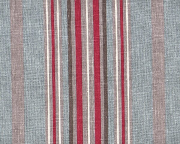 Leinen-Dekostoff BOISSELET, Streifen, taubenblau-pastellrot