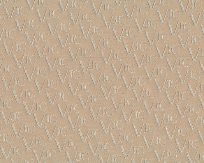 Designer-Stoff aus Italien JUSTCAVALLI, Buchstaben, beige