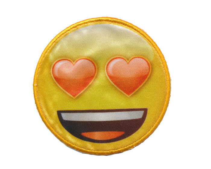 Applikation EMOJI HEARTEYES, Smiley mit Herzchenaugen, gelb