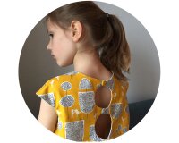 Patchworkstoff Organic Cotton YOYOGI PARK, Strichel-Bäume und Vögel, senfgelb