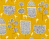Patchworkstoff Organic Cotton YOYOGI PARK, Strichel-Bäume und Vögel, senfgelb