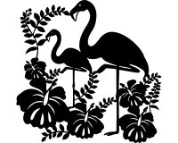 Silhouette-Schablone FLAMINGOS, Flamingos im Urwald, 30 x...