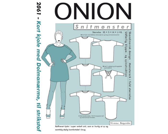 Kleid oder Tunika mit überschnittenen Schultern, Schnittmuster ONION 2061