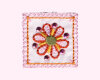 Applikation Blume im Viereck mit Glitzersteinen, weiß-rosa