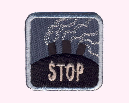 Applikation Schornstein "Stop", mattes taubenblau
