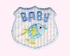 Applikation Emblem "Baby" mit Vogel, hellblau