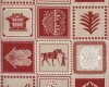 Weihnachts-Dekostoff "Folklore im Quadrat" mit winterlichen Motiven, natur-weinrot