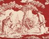 Dekostoff Toile de Jouy "Courtisane", Gärtner, Hirtenjunge und Kurtisane, extrabreit, weinrot-natur