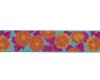 Webband CAMELIAS, Kamelien-Blüten, 38 mm breit, orange-fuchsia