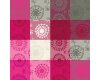 Jacquard-Dekostoff GOMERA, Mustervierecke mit Ornamentblumen, kräftiges pink-grau