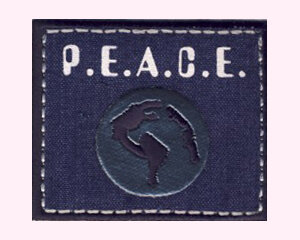 Applikation Banner "Peace", dunkles jeansblau