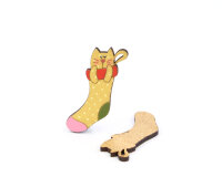 Holzknopf SATZE, Socke mit Katze, beige, Union Knopf