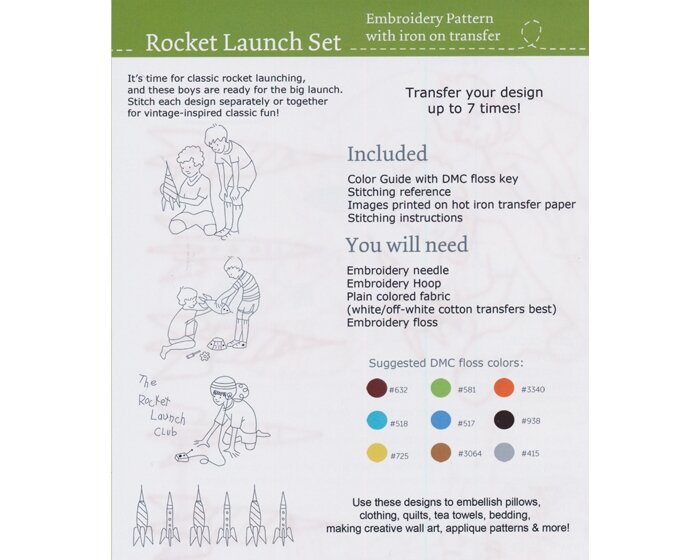 Aufbügelbares Stickmuster Rocket Launch Club, Sarah Jane