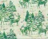 Batik Patchworkstoff BALI WATERFALLS, handgefärbt, Hirsch im Winterwald, grasgrün-creme