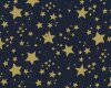 Metallic-Baumwollstoff GOLDEN STAR, Sterne, marineblau-gold metallic