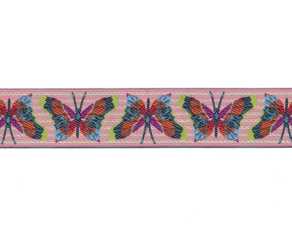 Anna Maria Horner Webband, Schmetterlinge auf Streifengrund, 38 mm breit