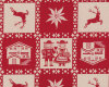 Beidseitiger Jacquard-Dekostoff "Folklore" mit Motiv-Quadraten, rot-helles natur