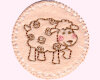 Applikation Schaf im gequilteten Kreis, rosa-braun