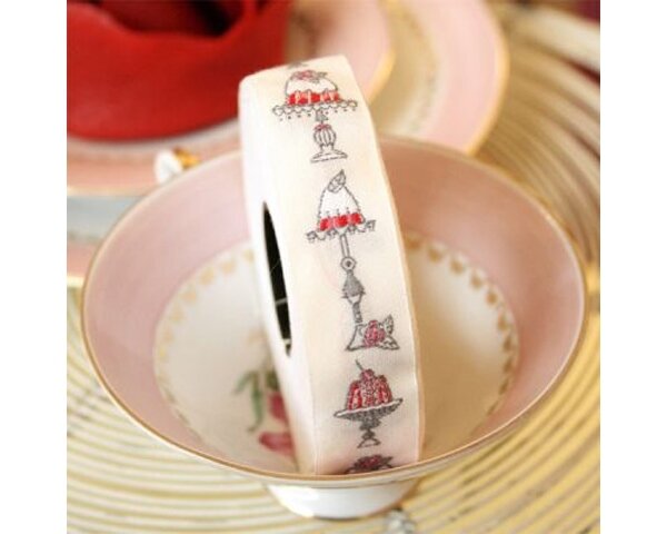 Schmuckwebband TÖRTCHEN, 2 cm breit, rot, Acufactum