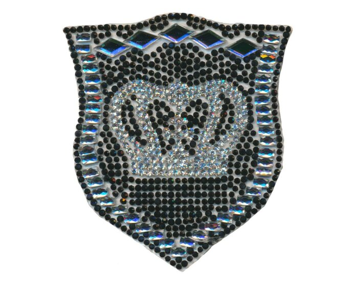 Applikation CRYSTAL CROWN, Kronen-Wappen, schwarz-crystal