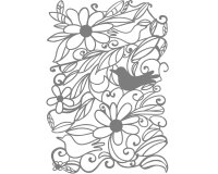 Silhouette-Schablone BLOOMING GARDEN, Vögel mit Blumen, Art Stencil von Marabu