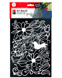 Silhouette-Schablone BLOOMING GARDEN, Vögel mit Blumen, Art Stencil von Marabu