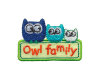 Applikation OWL FAMILY, Eulen-Familie mit Schild, grün-blau