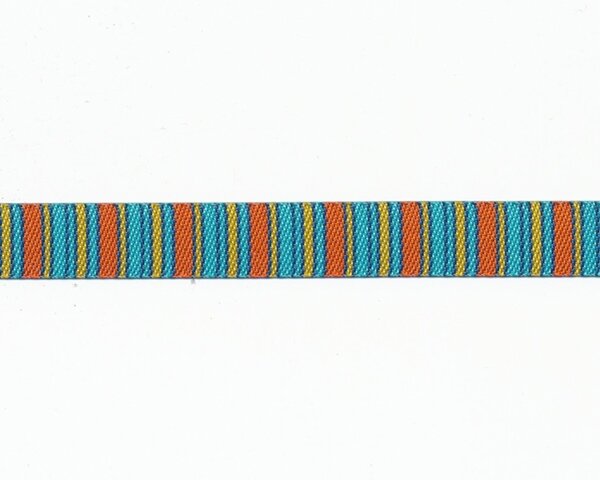 Webband GESTREIFTES, Querstreifen, 10 mm breit, orange-türkis