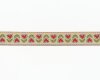 Webband HEARTS, kleine Herz-Blümchen, 22 mm breit, creme-rot