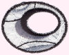 Applikation Oval mit Loch, schwarz-grau-weiß