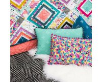 Patchworkstoff Organic Cotton BRUSH STROKES, Dreiecks-Mosaik, lila-mintgrün