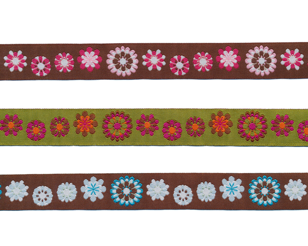 1m Borte Webband Blumenranken Floral Verschiedene Farben Ca.35mm Breit