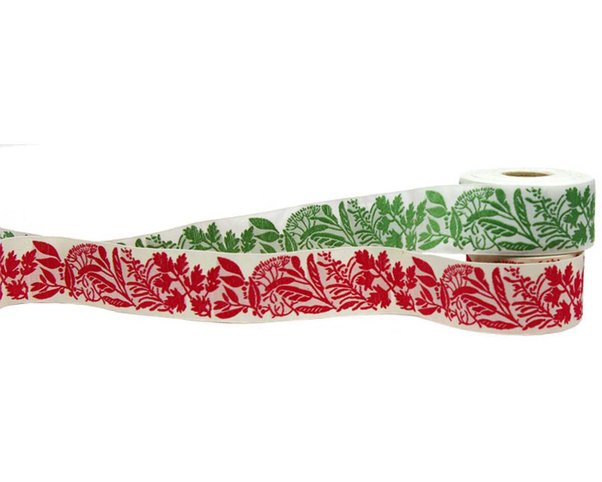 Blaues Jacquardband 2,8 Cm Breit – Mit Rautenstickerei & Spitze | 25 Meter Rolle Für Nähen & Basteln