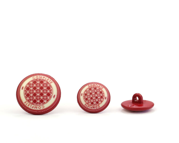 Runder Kunststoffknopf NAUTIK, kleine Kreisquadrate, rot, Union Knopf