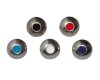 Runder, gewölbter Metallknopf EYE mit Farbfüllung, silber, 5 Farben