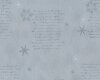 Metallic-Patchworkstoff BRILLIANT CHRISTMAS, Schrift und Schneeflocken, hellgrau-silber