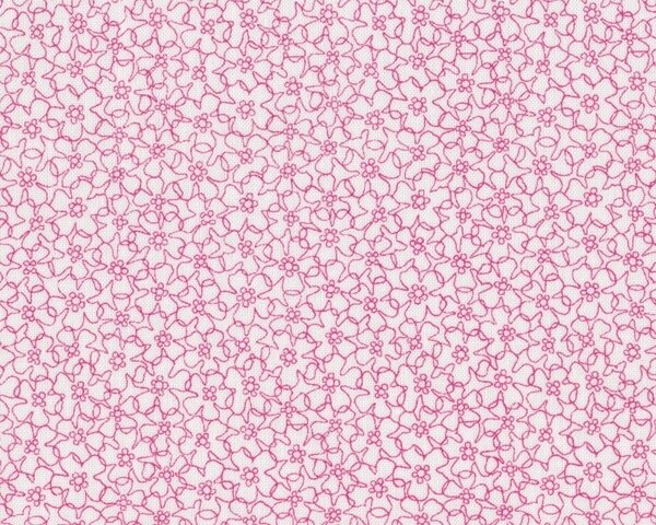Patchworkstoff QUILTERS BASIC PERFECT, kleine Skizzenblüten, pink-gebrochenes weiß