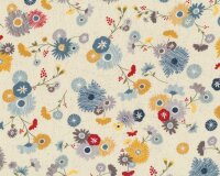 Patchworkstoff MON AMI, Wiesenblumen, creme-blaugrau, Moda Fabrics
