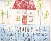 60-cm-Rapport Patchworkstoff MERRY STITCHES, große Weihnachtsbilder, Cori Dantini